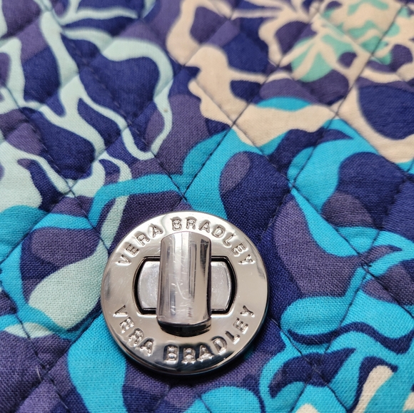 Vera Bradley Small Quilted Handbag Blue Floral Cotton Purse Crossbody - Picture 2 of 11